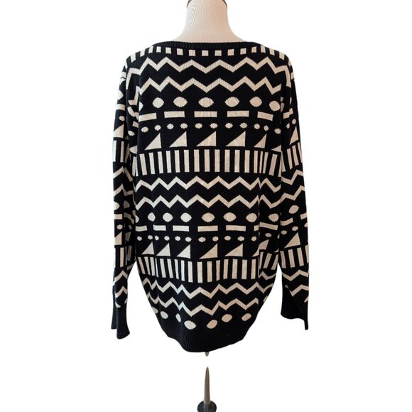 Lazy Oaf Unisex One Size Black White Abstract Geometric Pullover L/S Sweater - Picture 3 of 10